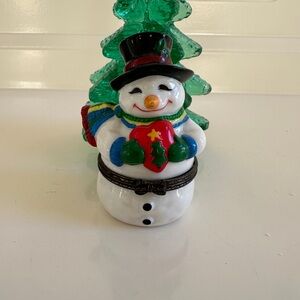 Snowman Porcelain Hinged Trinket Box